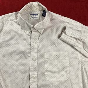 Wrangler George Straight Mens Large Button White Geometric Sleeve Collared *read